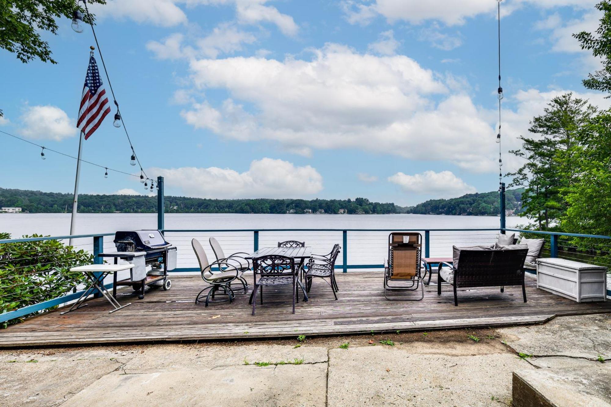 Classic Waterfront Home On Lake Maspenock With Grill Hopkinton Exterior photo